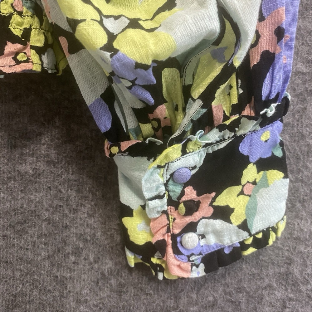 Free People Ariana Smocked Floral Top Small Cropped Boho Cottage Hippie Festival - Picture 5 of 10